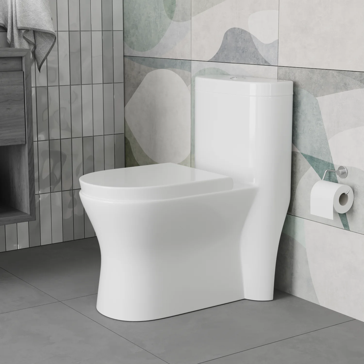 Ambiente com louça sanitária Aquamarine da Pettra